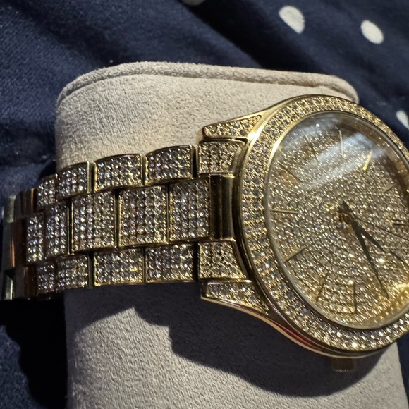 Like NEW! Michael Kors gold-tone “Slim Runway” Pave’ series! Originally $495!!! - Picture 4 of 10